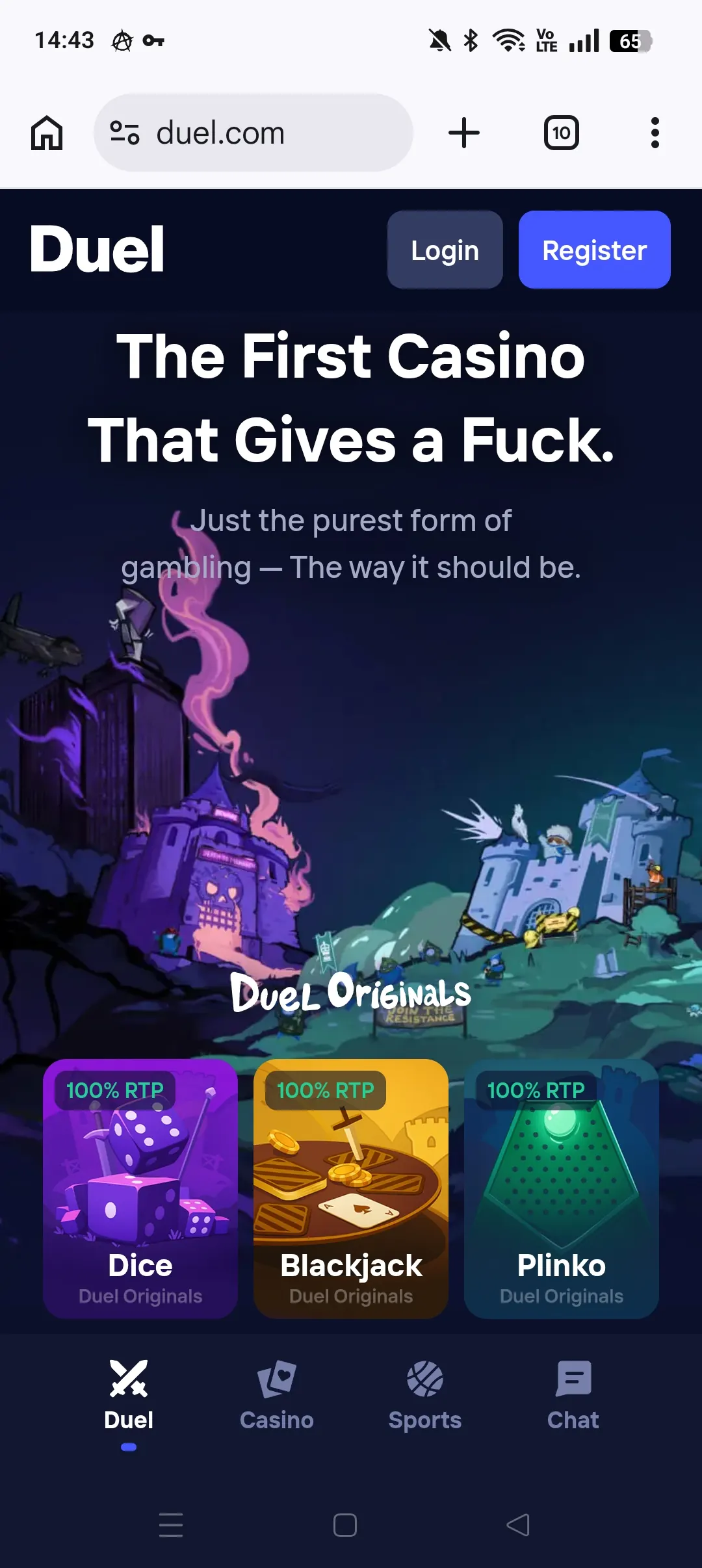 Duel mobile home screenshot