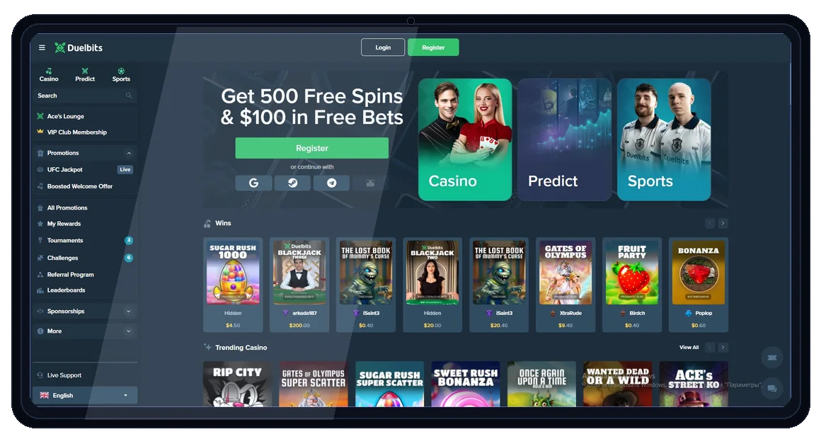 Duelbits desktop website screenshot