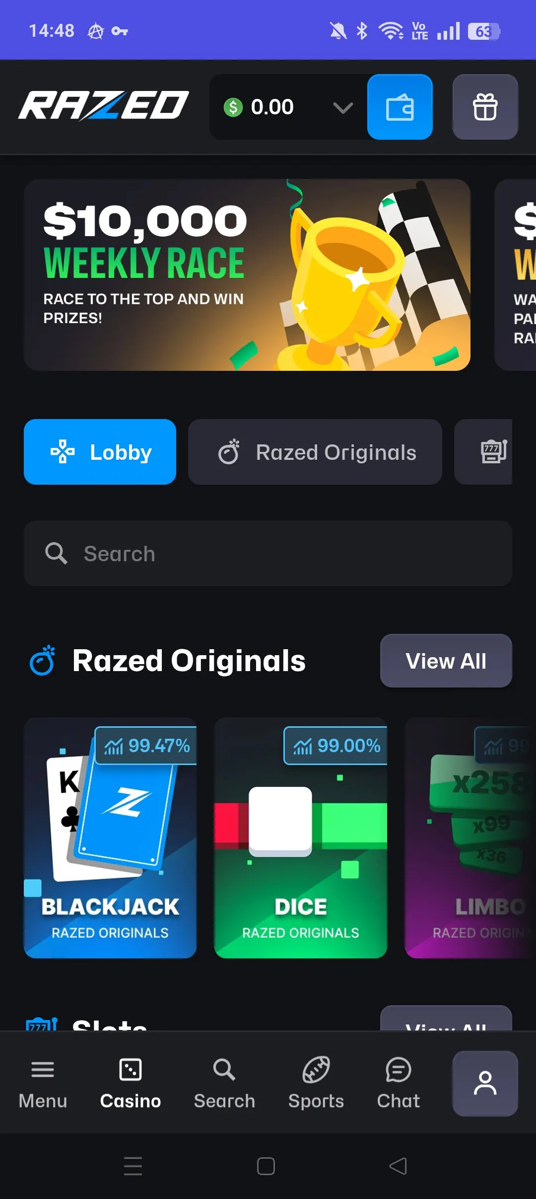 Razed mobile home screenshot